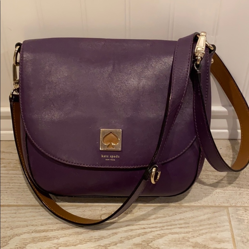 Kate Spade Purple Leather Saddlebag Shoulder Bag - Picture 1 of 14